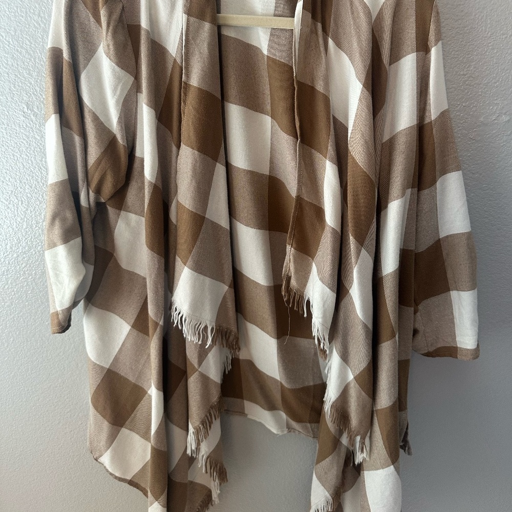 Maurices Checkered Tan Cardigan